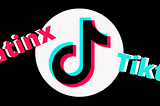 Graphic showing the Tiktok logo and the words Latinx Tiktok in red and light blue.