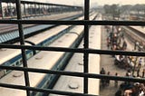 Photo of train switching station in India. Photo by Nasyim Segal