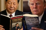 Xi Jinping reading The Art of the Deal — Donald Trump reading The Art of War.