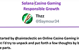 Solana Casino Gaming... Responsible Growth