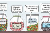 The candy hiding in jars discuss life and death.