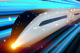 An express train travelling through space. Image credit: DallE-2