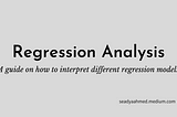 Interpreting Different Regression Models