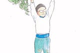 A kid carrying daikon