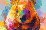 cute wombat, in the style of minimalistic drawings, ultrafine detail, light,bright colorful, colorful background, AI generated image, created with Midjourney.