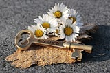 A key with some flowers