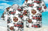 Fire Truck Firefighter Unique Beach Hawaiian Shirts Summer S-5xl