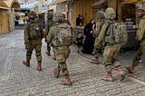 Israeli soldiers enforcing the occupation of al-Khalil (Hebron) in the West Bank, Oct. 3, 2023.