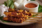 Roasted kebabs from Southeast Asia and delicious Satay