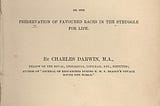 The title page of Charles Darwin’s On the Origin of Species. It features bold, black text against a cream background and reads: ON THE ORIGIN OF SPECIES BY MEANS OF NATURAL SELECTION, OR THE PRESERVATION OF FAVOURED RACES IN THE STRUGGLE FOR LIFE. By CHARLES DARWIN, M.A., FELLOW OF THE ROYAL, GEOLOGICAL, LINNAEAN, ETC., SOCIETIES; AUTHOR OF ‘JOURNAL OF RESEARCHES DURING H.M.S. BEAGLE’S VOYAGE ROUND THE WORLD.’ LONDON: JOHN MURRAY, ALBEMARLE STREET. 1859. The right of Translation is reserved.