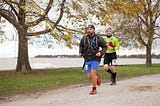 Me (Morgan), running along the Chicago waterfront.