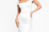 The Shapewear Dress Square Neck Backless Short Sleeve Midi