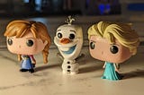 toys of Anna, Elsa and Olaf from the Frozen movie
