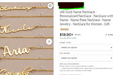 Necklaces that appear to be solid gold but the description reveals that they are actualy gold-plated