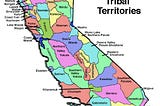 Map of California showing the pre-contact tribal territories