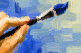 An Impressionist painting of a hand holding a paintbrush, Generated by Dalle2 AI