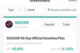 Succor Coin Hotbit Staking Services