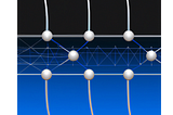 AI Generated image of some chrome lines connecting to each other on a dark blue background