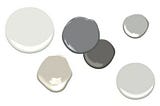 A collection of monochrome colored circles on a white background