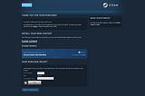 Steam’s order confirmation page on desktop.