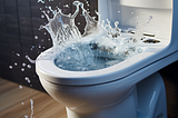 AI image generated using prompts by the author. Photo of a toilet with water splashing out.