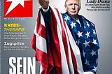 Germany’s Stern magazine cover showing Trump wrapped in the U.S. flag performing the Hitler salute