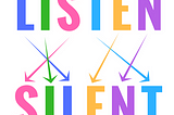 anagram image of “listen” and “silent” with arrows pointing to matching letters
