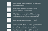 7 questions for your nonprofit team to ask when choosing a CRM with the cloudStack Services team