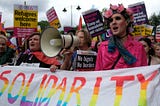 LGBTQ protest, with the banner ‘Solidarity’.