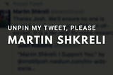 Unpin My Tweet, Please Martin Shkreli