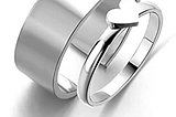 Vembley Stylish Valentine Day Gift Silver Heart Couple Ring Matching Wrap Finger Ring for Women and…