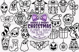 Kawaii Christmas - Spooky and festive celebration  lineart , printable digital download, PNG for engraving, mould making, stickers and more