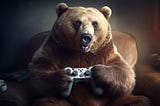 Image of bear holding a game pad