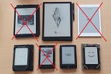 Image of several e-readers I have owned, with the Kobo Elipsa and reMarkeble striketrough.