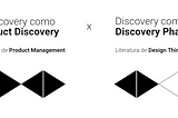 Um infográfico comparando o product discovery e o discovery phase. O product discovery é representado pelo desenho do duplo diamante todo preenchido, enquanto que o discovery phase é representado por apenas um dos diamantes preenchido.