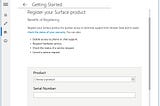 Registering a Microsoft Surface Pro 4