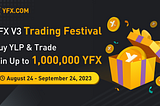 YFX V3 Trading Festival is here. Buy YLP & trade on YFX to win up to 1,000,000 YFX!