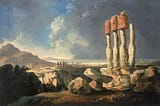 A painting by William Hodges of Easter Island moai