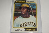 Rookie baseball card of Pittsburgh Pirate, Dave Parker.