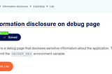 Information Disclosure : APPRENTICE : Information disclosure on debug page
