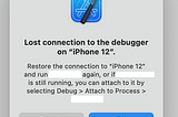 Lost connection to the debugger