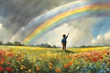 A boy looking at rainbow- Image by Author generated via AI