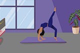 Illustrated image of a woman doing a backbend on a yoga mat.
