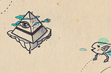 A pyramid, representing classical org charts, and a fish with legs, representing Evolutionary Theory according to Darwin.