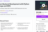 Udemy Course: Learn Backend Development using Python Django and AWS
