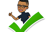 Cole mini-me smiling with a green checkbox