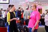 Sarah Townend and Gordon Fong chatting