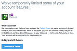 BANNED from twitter for 6 days (was 12 hours)