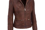 Women Cafe Racer Vintage Brown Jacket