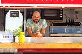 Man at food truck window